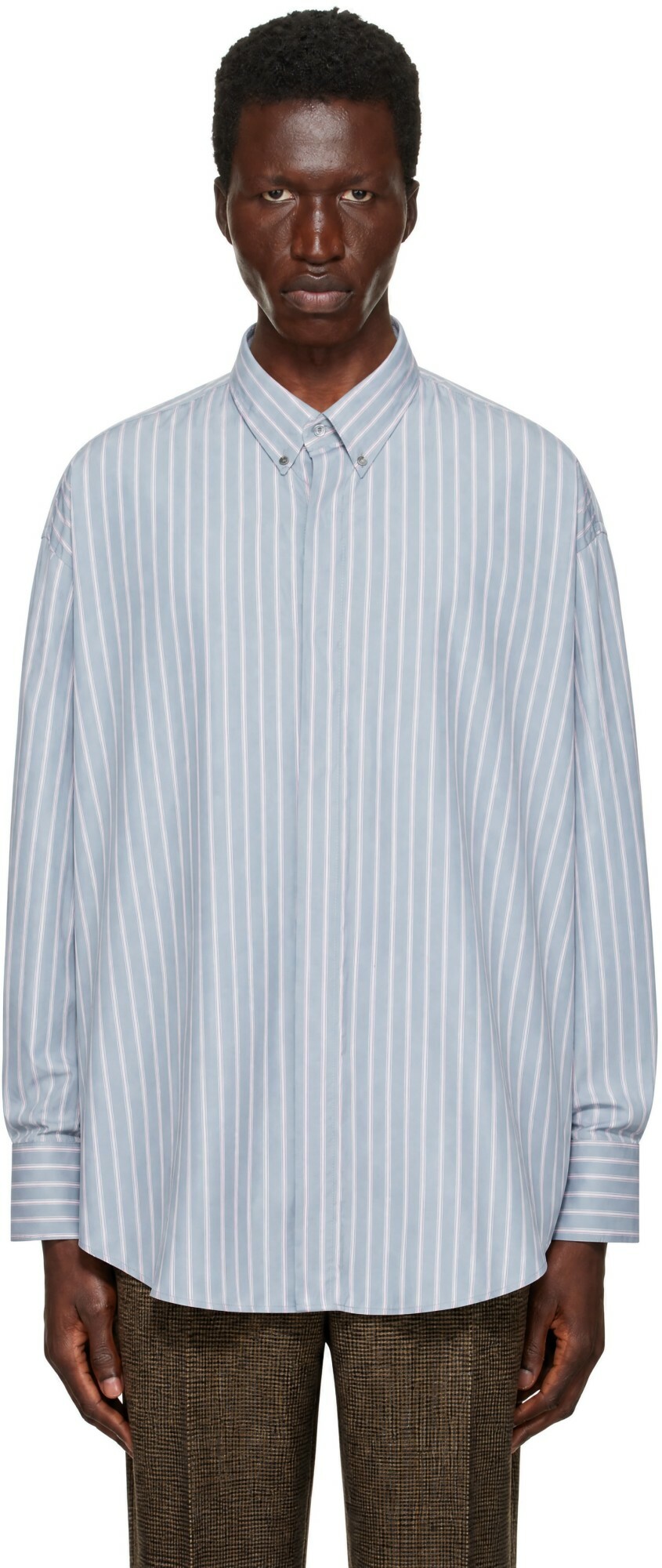 AMI Paris Gray & Pink H1-Oversize Shirt