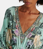 Camilla Gathered floral silk kaftan