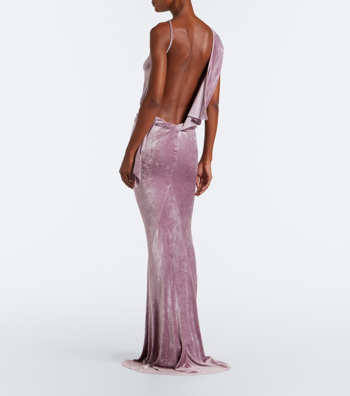 Rick Owens Lilies Tungsten draped open-back velvet gown