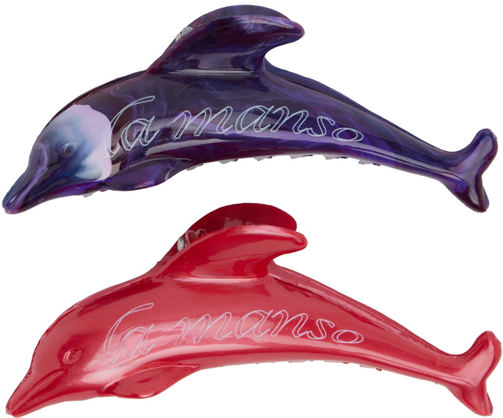 Photo: La Manso SSENSE Exclusive Purple & Red 'Flipper The Clip' Hair Clips
