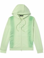 SAIF UD DEEN - Cold-Dyed Logo-Print Cotton-Jersey Zip-Up Hoodie - Green