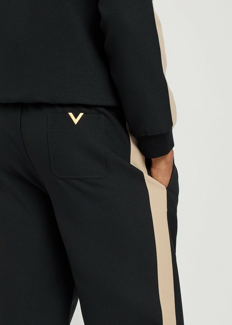 Valentino Garavani Panelled Jersey-twill Track Pants Black And White