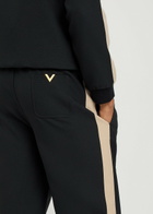 Valentino Garavani Panelled Jersey-twill Track Pants Black And White