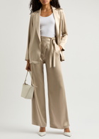 Herno Wrap-effect Satin Trousers Cream