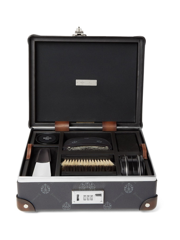 Photo: Berluti - Globe-Trotter Shoe Repair Kit with Venezia Leather-Trimmed Virée Canvas Case