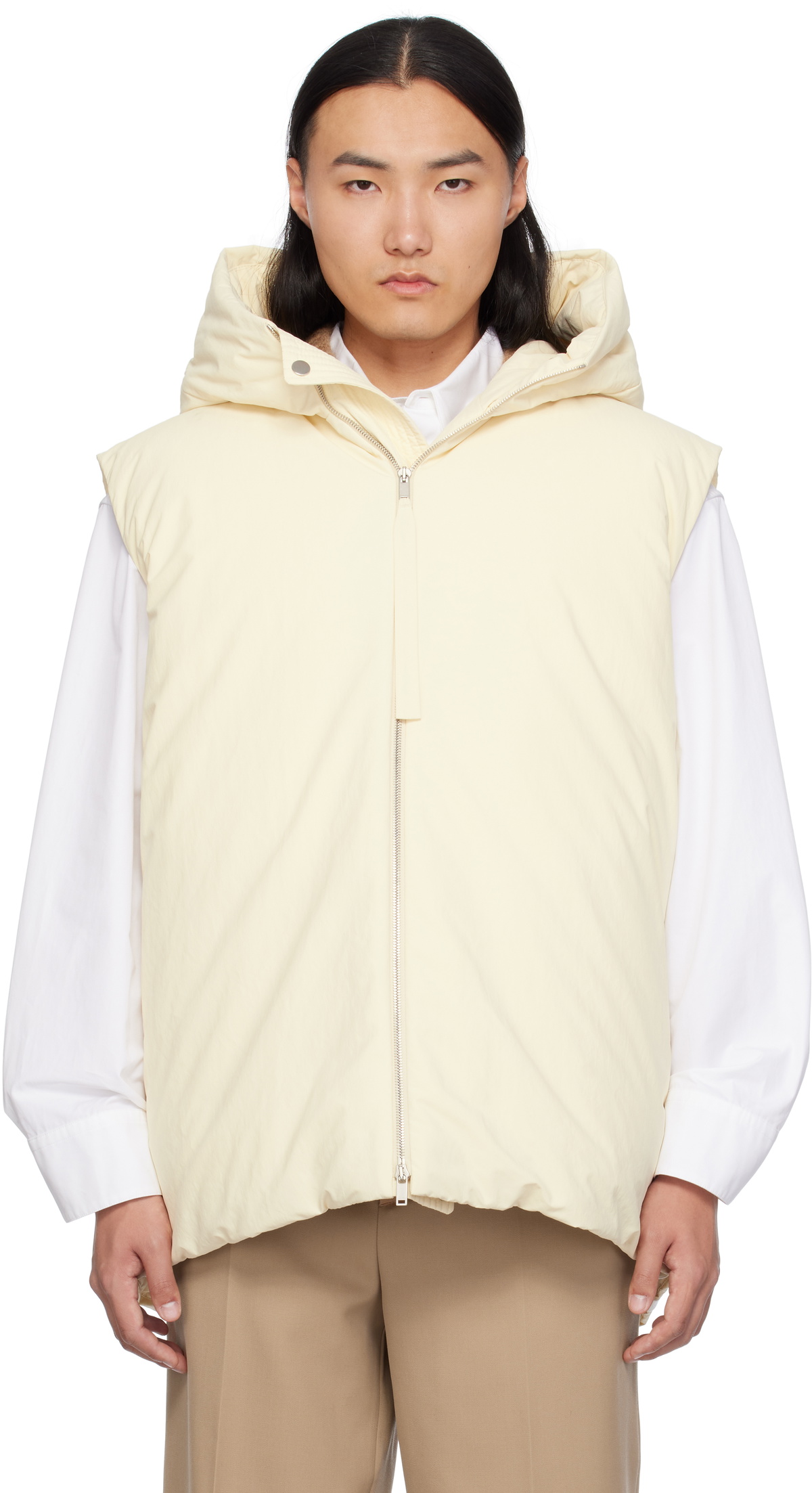 Jil Sander Beige Medium Fill Down Vest Jil Sander