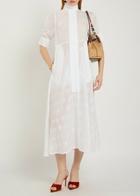 Thierry Colson Venetia Embroidered Cotton Midi Shirt Dress White