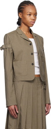 We11done Beige Checkered Belted Blazer