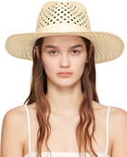 Valentino Garavani Beige Large Brim VLogo Beach Hat