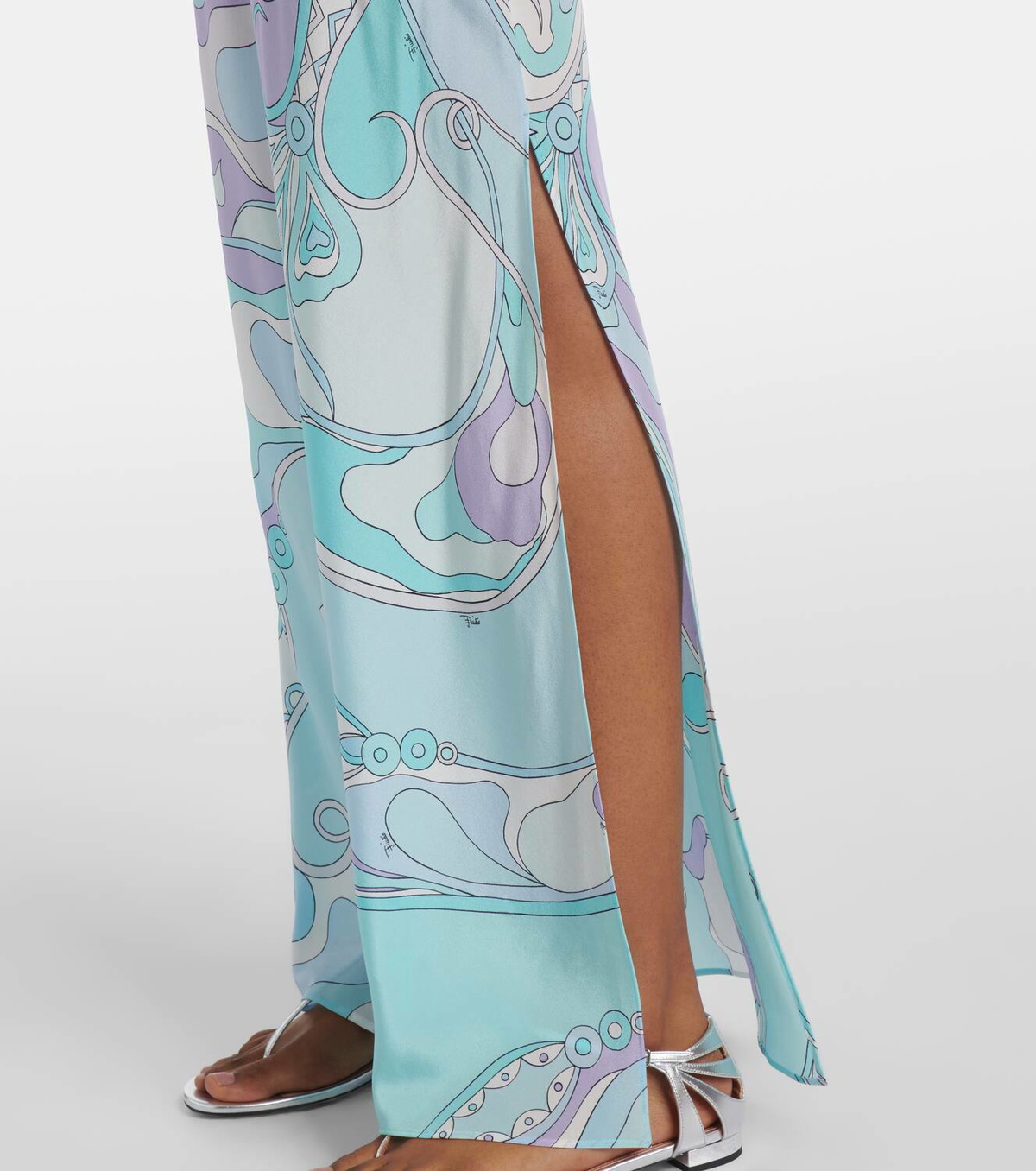 pucci orchidee silk maxi dress Pucci - Orchidee Print Silk Dress - Size: 40 - Multicolor