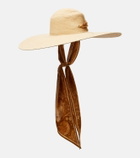 Zimmermann Silk-trimmed raffia hat