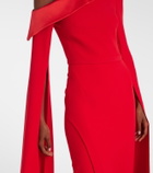 Safiyaa Rinoa caped crépe gown