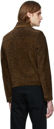 Saint Laurent Brown Suede Leopard Print Jacket