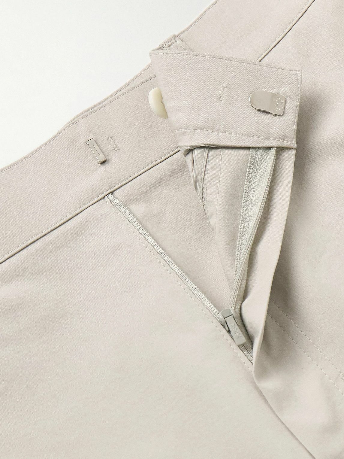 Amomento - Straight-Leg Pleated Cotton-Blend Poplin Trousers - Neutrals