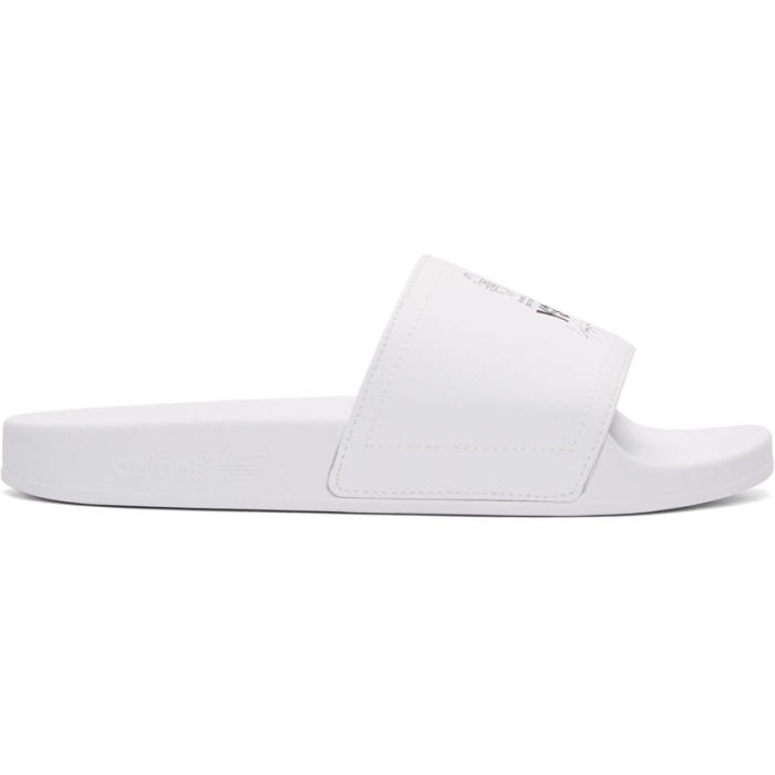 Photo: Y-3 White Leather Adilette Slides