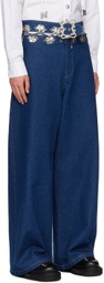 Chopova Lowena Blue Carabiner Wide Leg Jeans