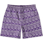 The Trilogy Tapes Men's Mouse Swim Short in Purple/White