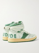 RHUDE - Rhecess Distressed Leather High-Top Sneakers - Green - 7