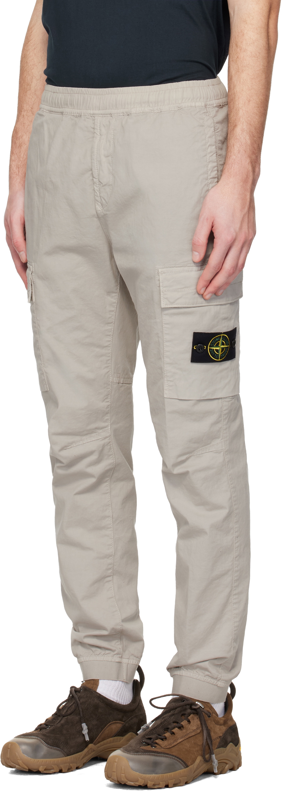 Stone Island Gray 3100031 Stretch Cotton Tela 'Paracadute' Cargo Pants