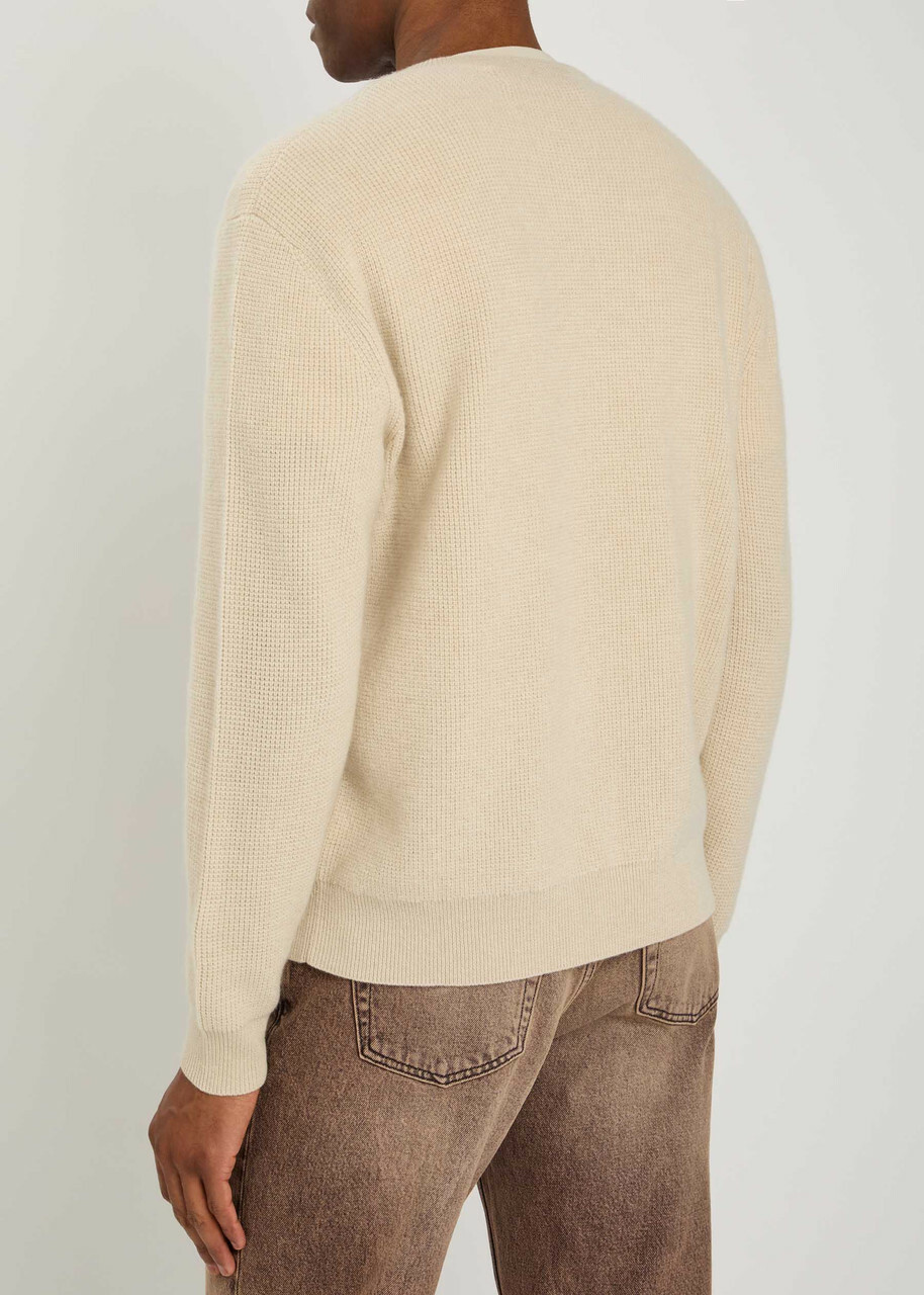 The Elder Statesman Waffle Cashmere-knit Henley Jumper Natural