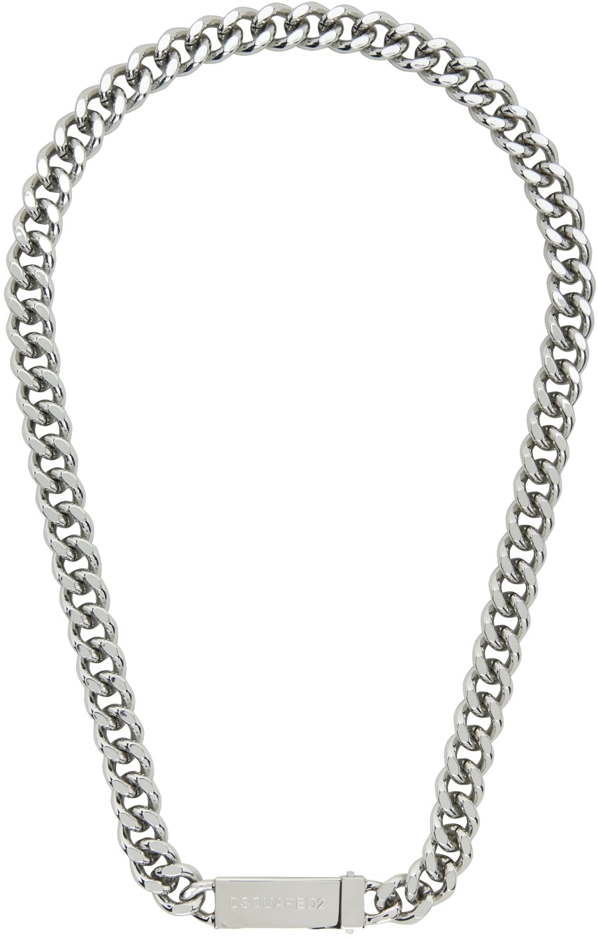 Dsquared2 Silver Couch Talks Chained Choker Necklace