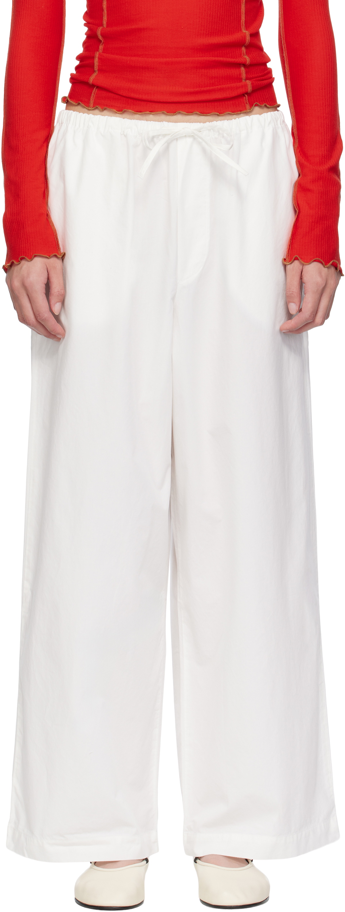 パンツ BASERANGE KOLLA PANTS Baserange White Kolla Lounge Pants Baserange