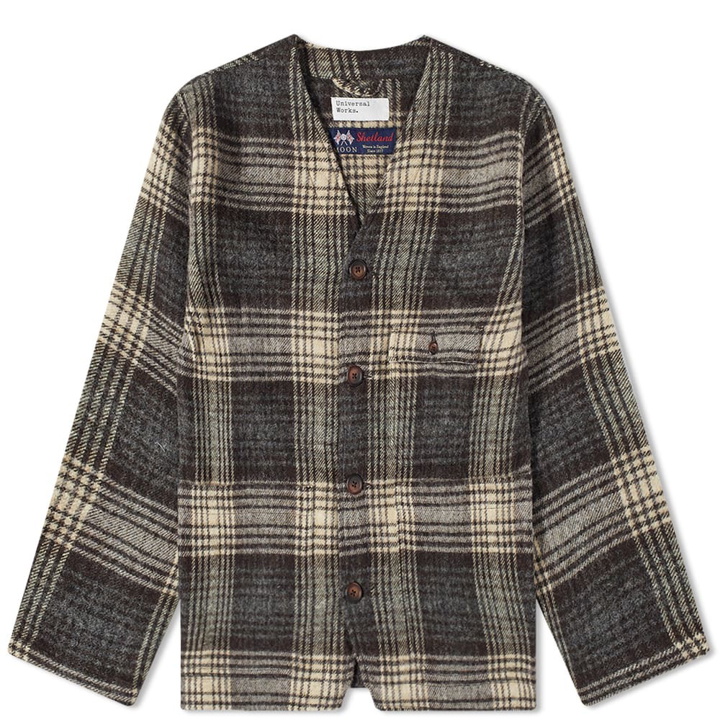 Photo: Universal Works Men's Check Wool Cabin Jacket in Brown
