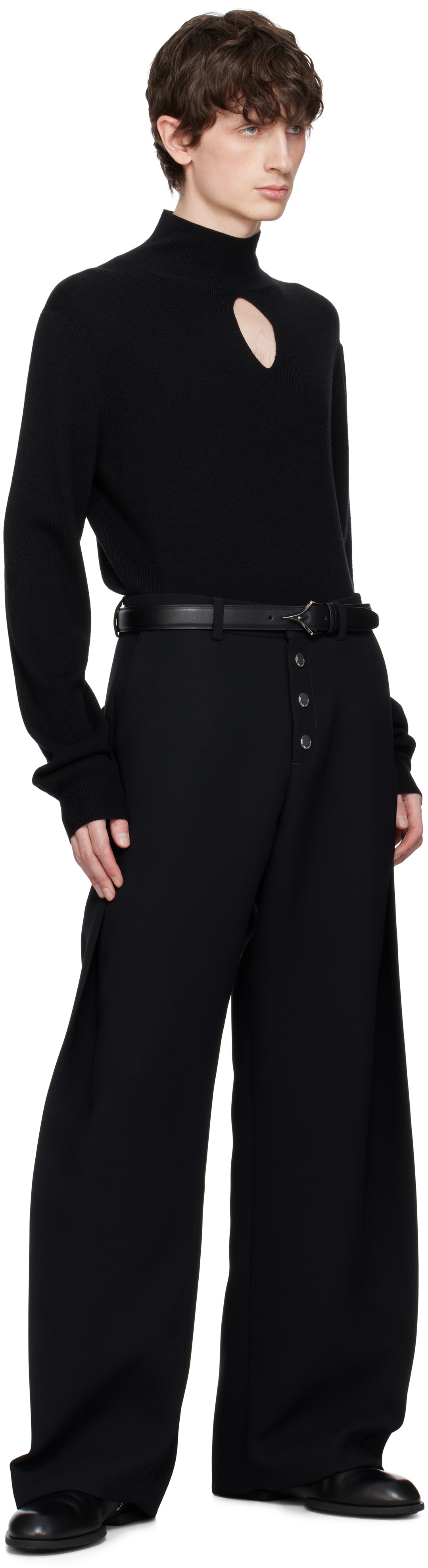 Mugler Black Spiky Leather Belt