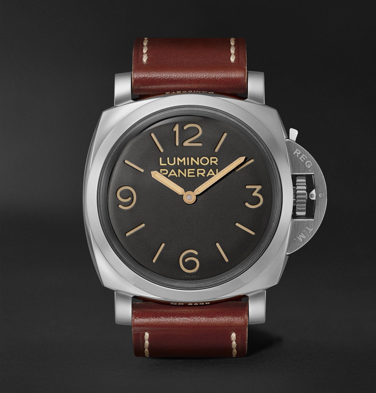 Panerai - Luminor 1950 Hand-Wound 47mm Stainless Steel and Leather Watch, Ref. No. PAM00372 - Black