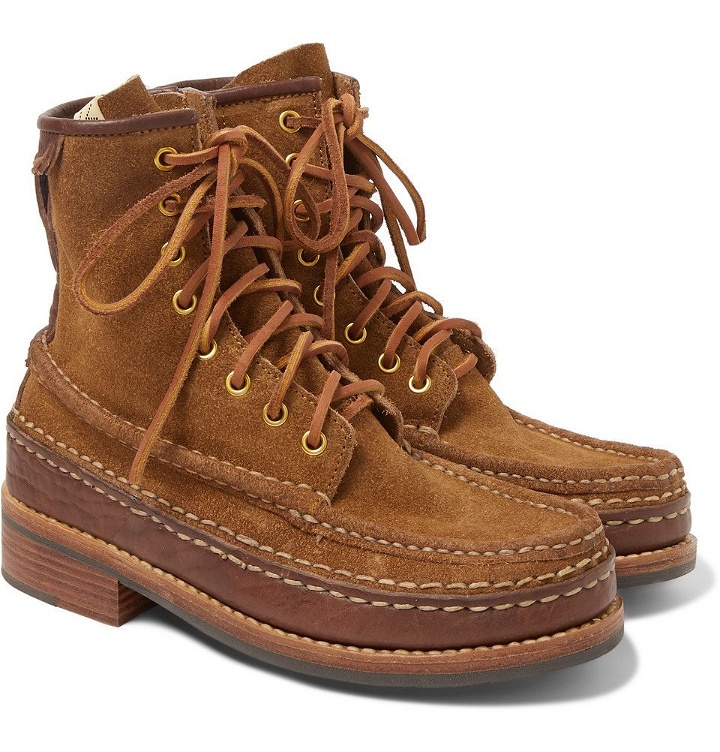 Photo: visvim - Grizzly Leather-Trimmed Suede Boots - Men - Camel