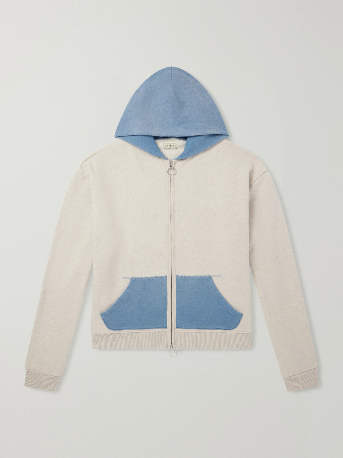 KAPITAL - Colour-Block Cotton-Jersey Zip-Up Hoodie - Neutrals