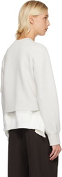 sacai Gray & White Sponge Sweat & Nylon Twill Sweatshirt