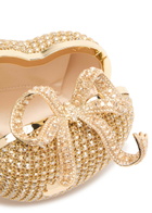 Self-portrait Heart Crystal-embellished Satin Clutch - Gold - One Size