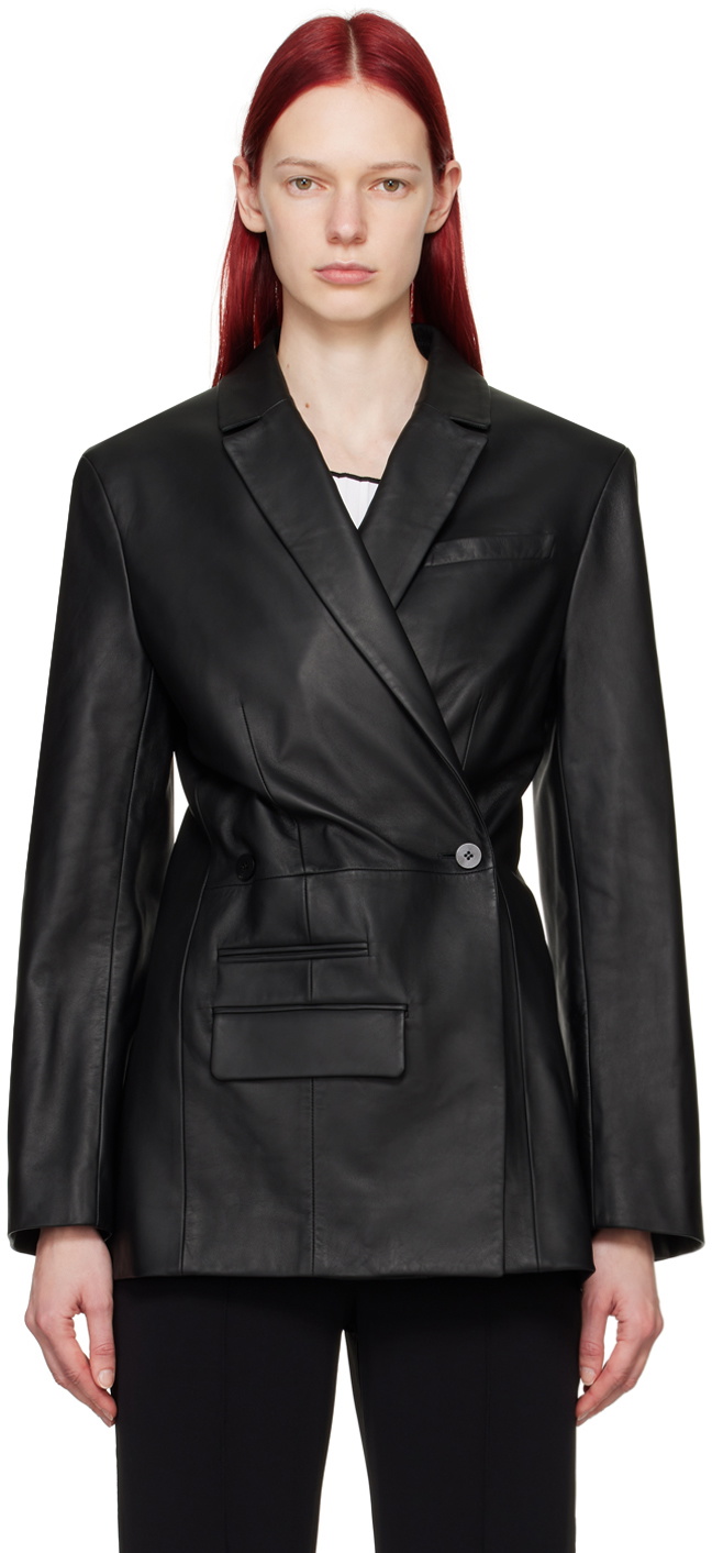 JACQUEMUS Black Les Sculptures 'La veste Tibau cuir' Leather Jacket ...