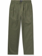 Noah - Straight-Leg Pleated Cotton-Twill Trousers - Green