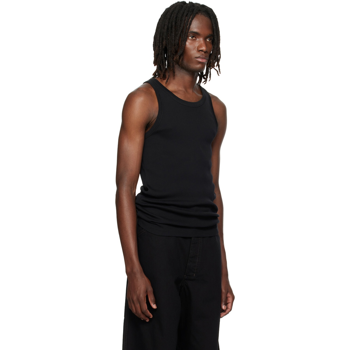 LEMAIRE Black Ribbed Jersey Tank Top