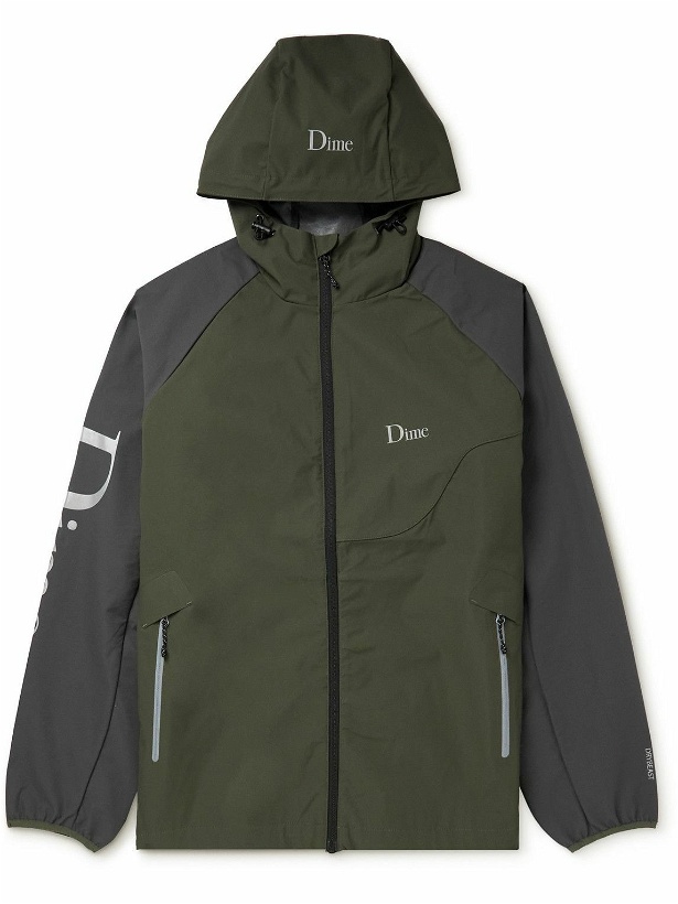 Photo: DIME - Logo-Print Colour-Block Shell Hooded Jacket - Green