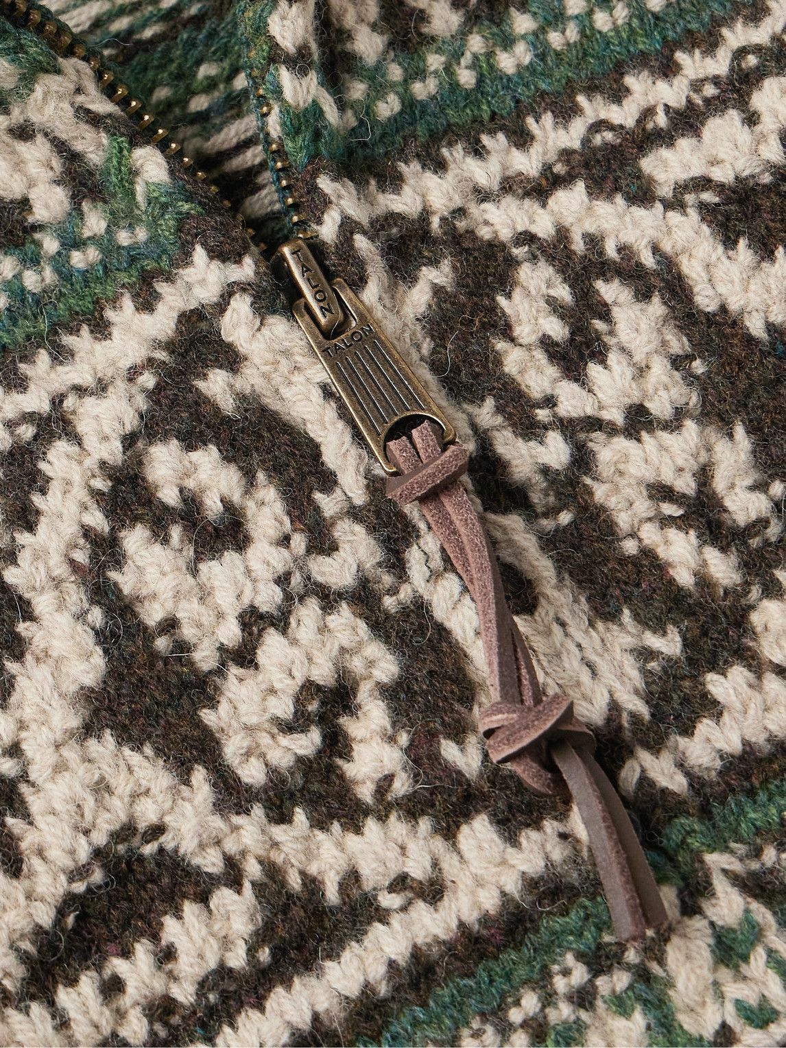 RRL - Shawl-Collar Jacquard-Knit Wool Zip-Up Cardigan RRL - Shawl-Collar Jacquard-Knit Wool Zip-Up Cardigan