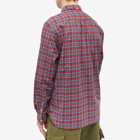 Beams Plus Men's Indigo Tartan Check Shirt in Red