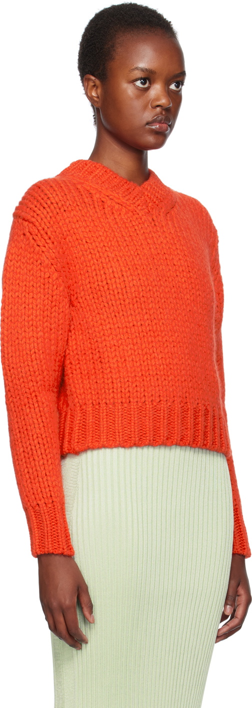 Jil Sander Orange V-Neck Sweater Jil Sander