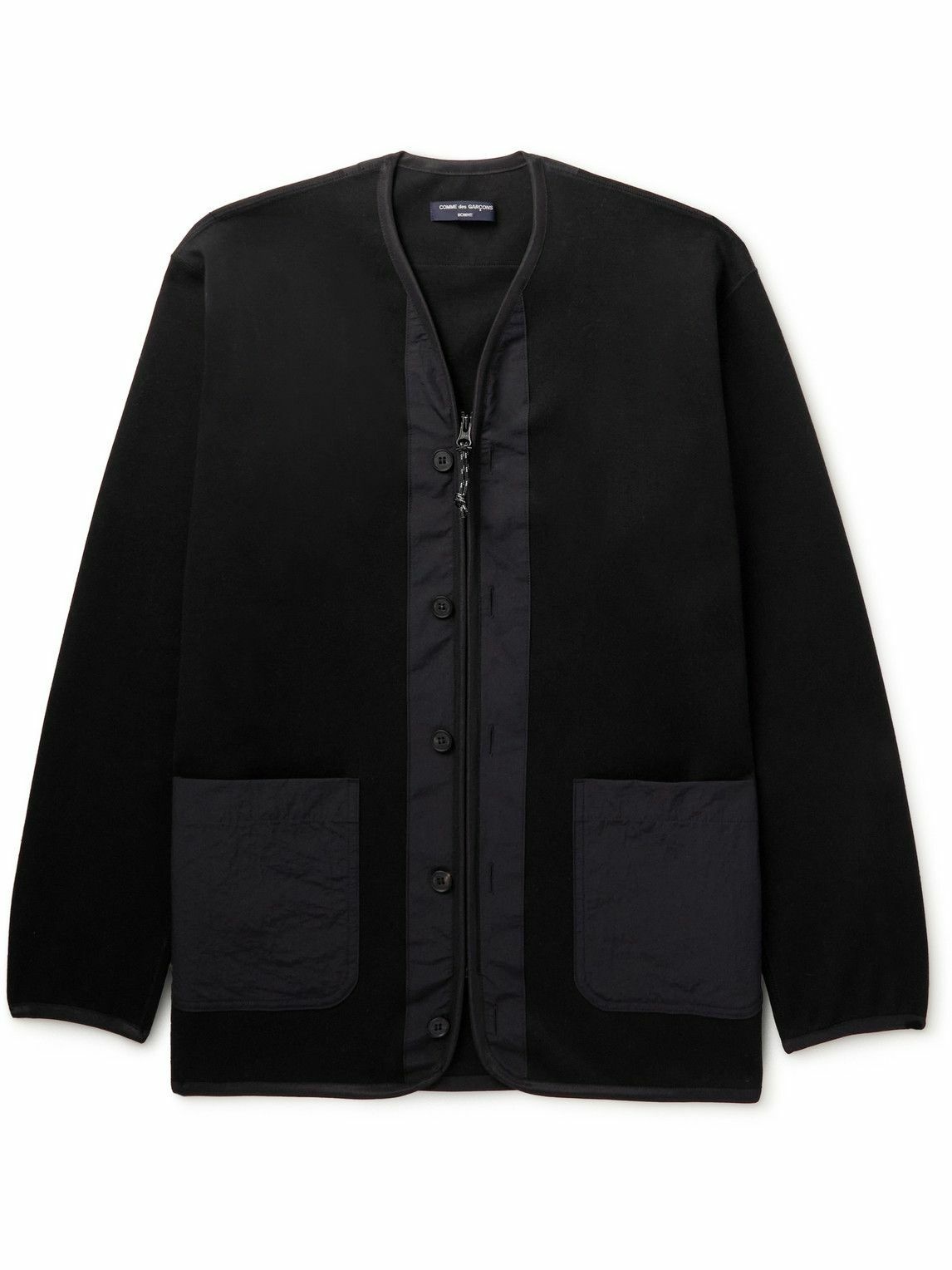 Photo: Comme des Garçons HOMME - Shell-Trimmed Cotton-Jersey Zip-Up Sweatshirt - Black