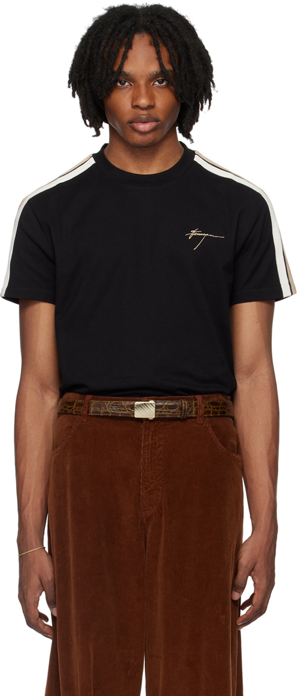 Salvatore Ferragamo ブラック Tシャツ M Ferragamo T-shirt with front gancio logo - Blue