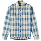 Karu Research Men's Handloom Shirt in Indigo/Ecru
