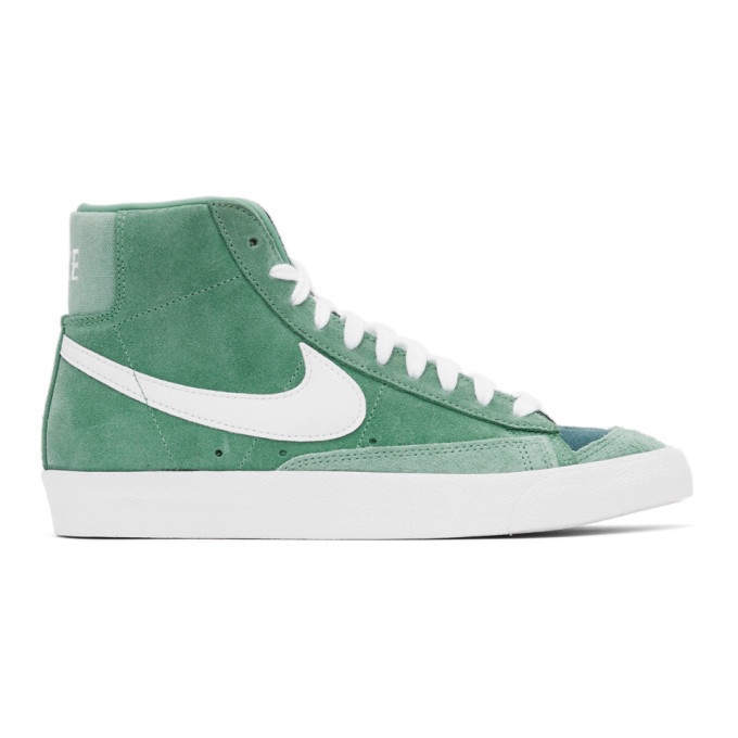 Photo: Nike Green and White Suede Blazer Mid 77 Sneakers