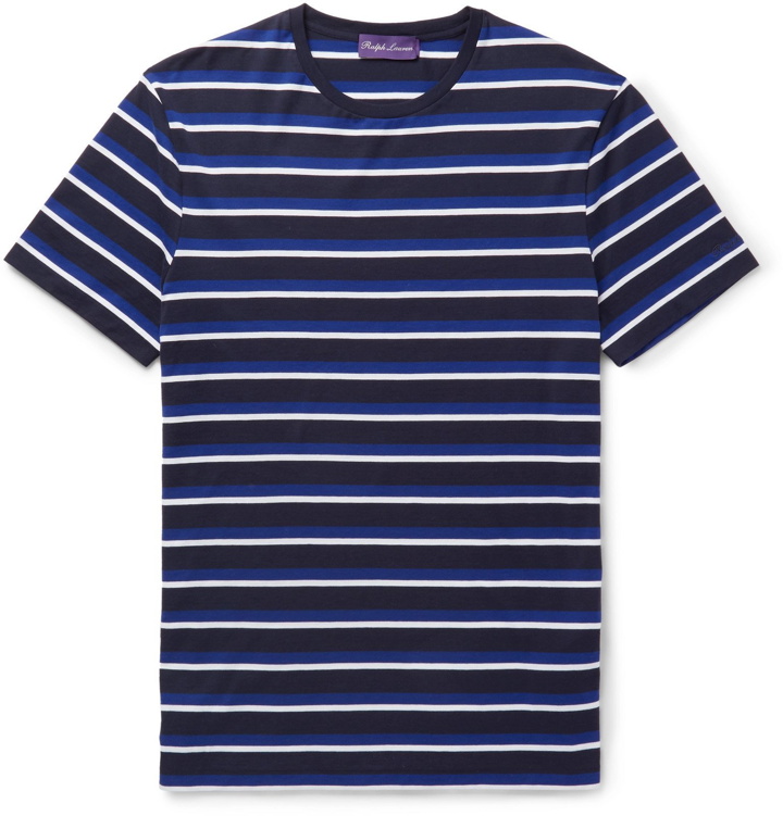 Photo: Ralph Lauren Purple Label - Striped Cotton-Jersey T-Shirt - Blue