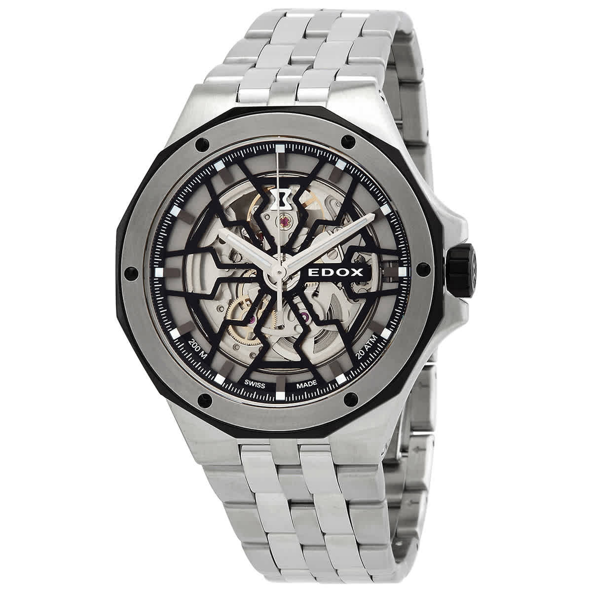 Edox Delfin Mecano Automatic Skeleton Dial Mens Watch 85303 3NM NBG