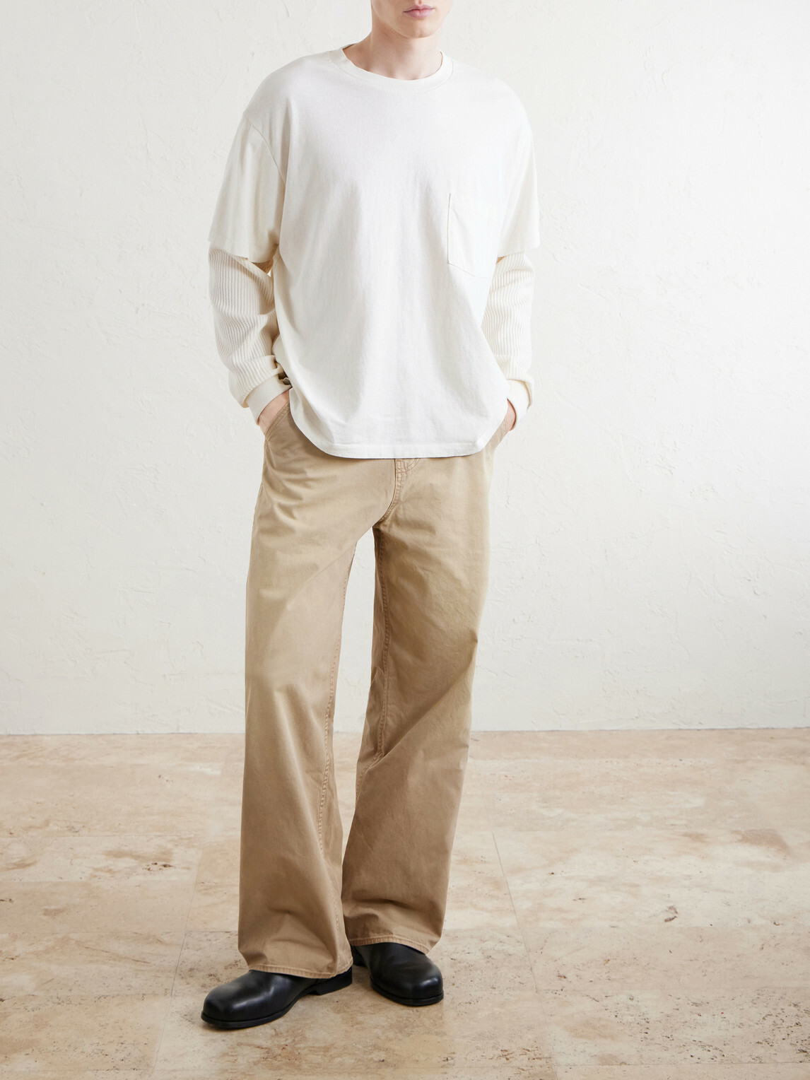 Cherry Los Angeles - Waffle-Trim Cotton-Jersey Sweater - Neutrals