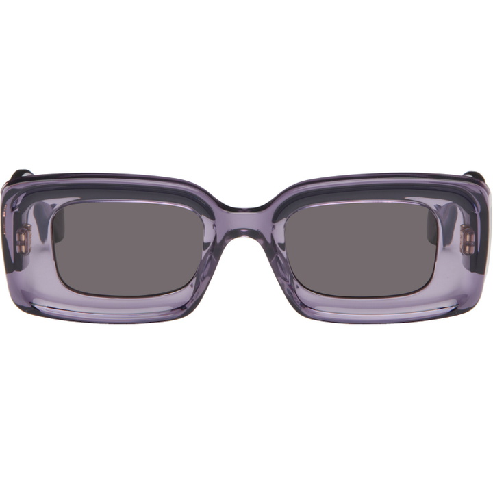 Photo: LOEWE Purple Rectangular Sunglasses