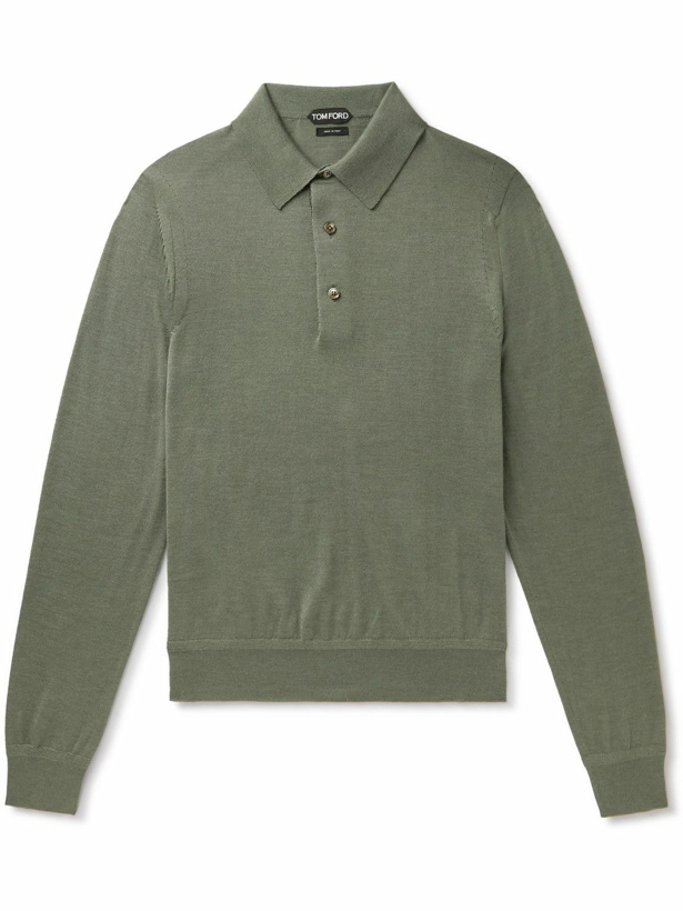 Photo: TOM FORD - Cashmere and Silk-Blend Polo Shirt - Green