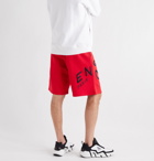 GIVENCHY - Wide-Leg Logo-Embroidered Loopback Cotton-Jersey Shorts - Red
